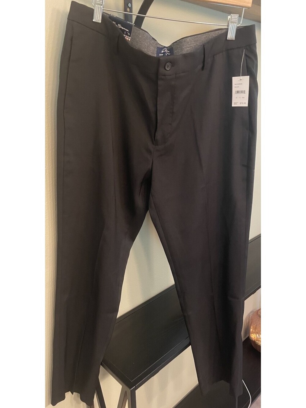 Ben Sherman Pants Mens 34x30 Black Slim Fit Stretch Performance Trousers Slacks